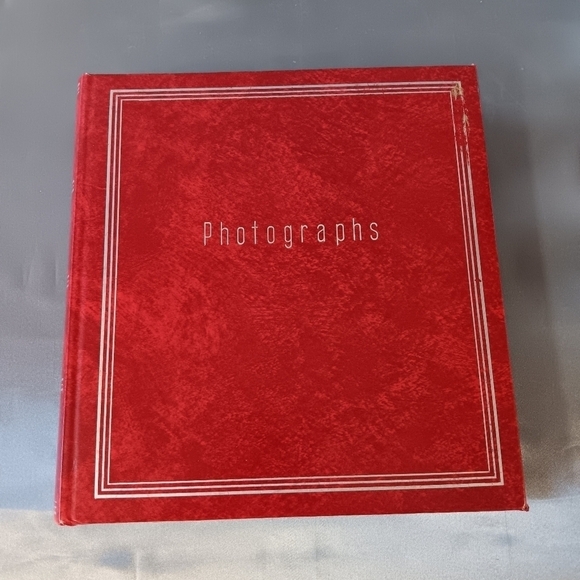 Vintage Photograph Scrapbook Album Red Silver Cover 40 pgs 3 Ring memento memory - Picture 1 of 16